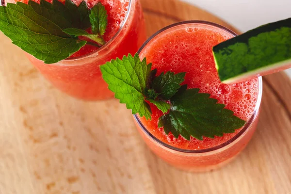 Summer watermelon smoothie close-up. Super food for detox