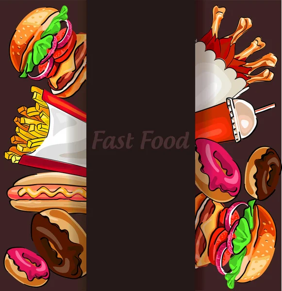 Conjunto Com Hambúrguer Clássico Fast Food Cachorro Quente Cola Batatas — Vetor de Stock