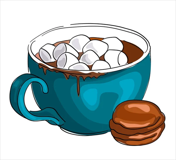 Tasse Café Avec Guimauves Macarons — Image vectorielle