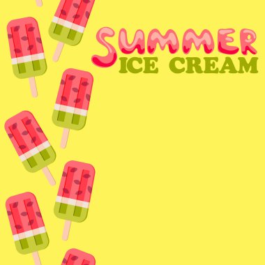 Çizgi film tarzında kusursuz bir dondurma kalıbı. Çikolata, waffle, karpuz, muz, çilek, vanilya. Koni, fincan, sopa. Yaz dondurması - harfler. Duvar kağıdı ve ambalaj için yazdır