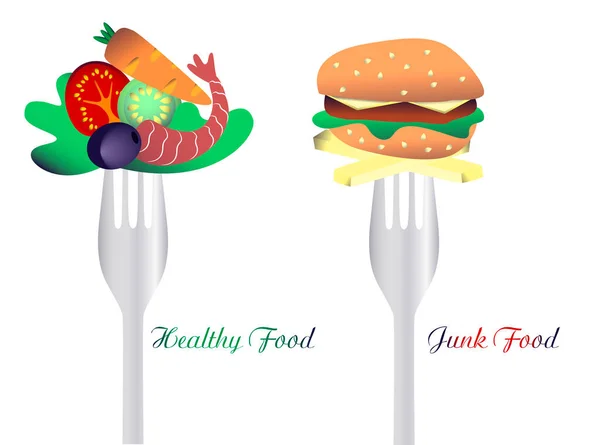 Koncepcja Jedzenia Jesteś Tym Jesz Wybierz Między Zdrowym Jedzeniem Niezdrowym — Wektor stockowy