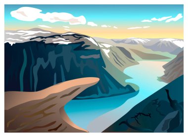 Norveç 'in dünyaca ünlü Trol Dili Rock' ı. Norveç, Bergen yakınlarında. Keşif kavramı. Tebrik kartı, pankart, takvim için uygun.