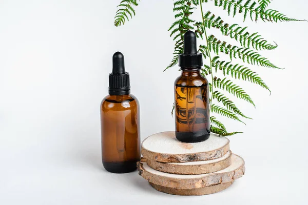 Bottle Spa Essential Oil Aromatherapy Leaflet Bottles Essence Surum Skin — Stock Photo, Image