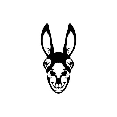 Vektör eşek kafası, retro hipster logoları için yüz amblemler, rozetler, etiketler şablon ve klasik tişört tasarım elemanı. Beyaz arkaplanda izole