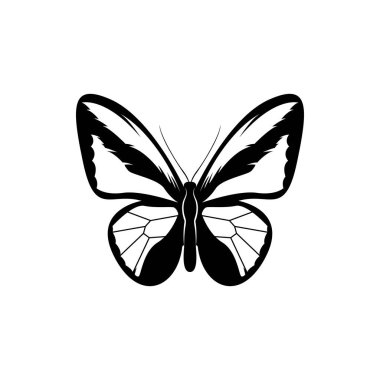 Kelebek silueti simgesi. Böcek logosu Vektör Resimleri.