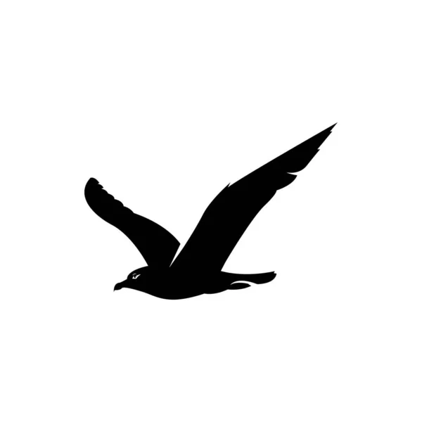 Silueta Gaviota Mosca Vector Logotipo Pájaro Albatros — Archivo Imágenes Vectoriales