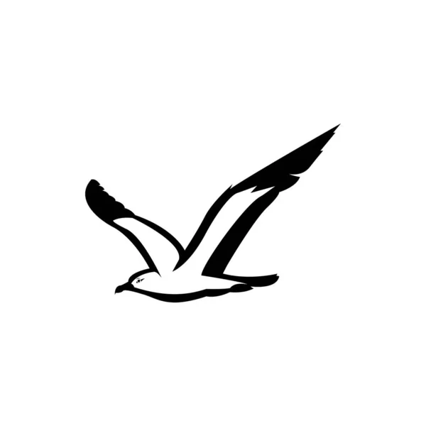 Silueta Gaviota Mosca Vector Logotipo Pájaro Albatros — Vector de stock