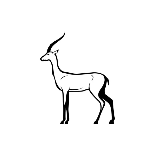 Vector Antilopen Silhouette Ansicht Seite Für Retro Logos Embleme Abzeichen — Stockvektor