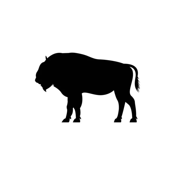 Vector Bison Silhouet View Kant Voor Retro Logo Emblemen Badges — Stockvector