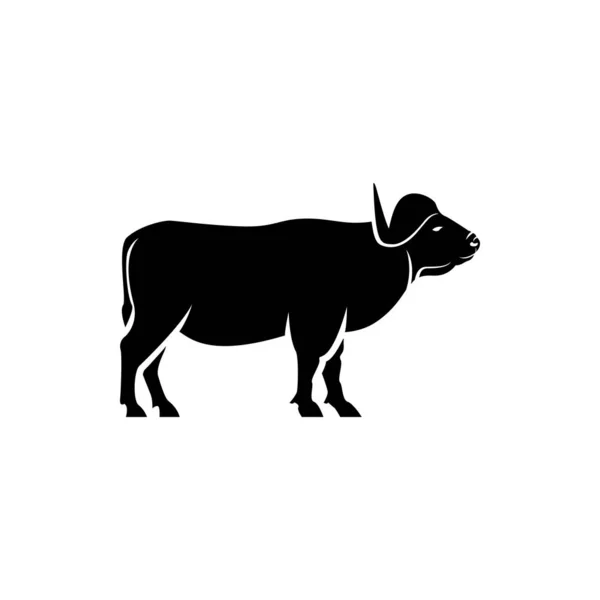 Vector Afrikanischen Büffel Silhouette Ansichtsseite Für Retro Logos Embleme Abzeichen — Stockvektor