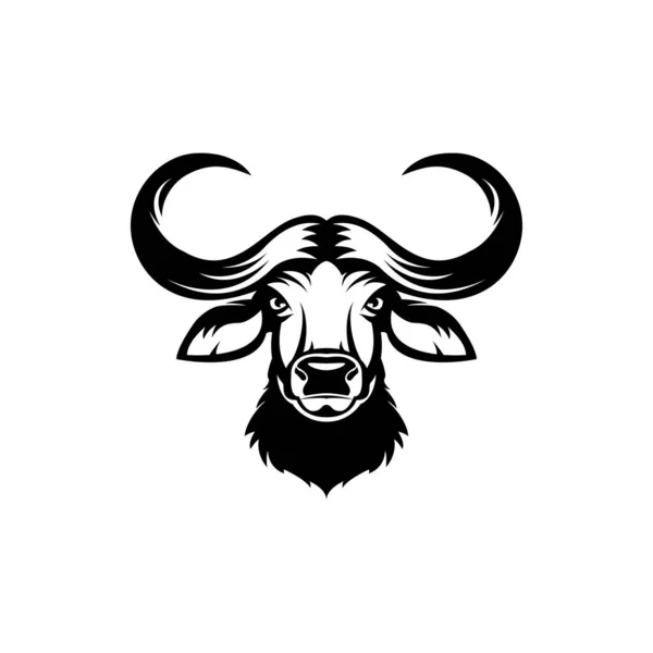 Cabeça Búfalo Africano Vetorial Rosto Para Logotipos Retro Hipster Emblemas —  Vetores de Stock