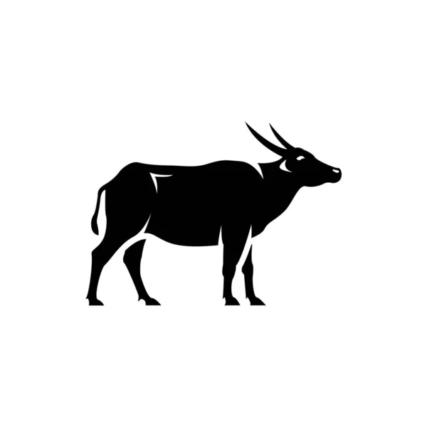 Vector Asiatic Buffel Silhouet View Side Voor Retro Logo Emblemen — Stockvector