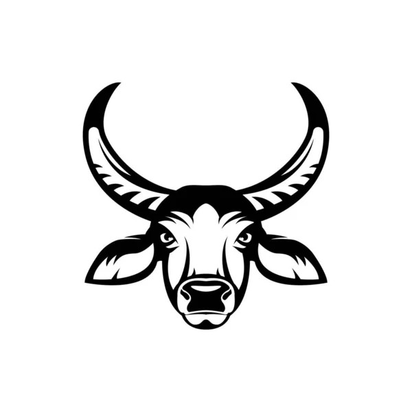 Vektor Asiatischer Büffelkopf Gesicht Für Retro Hipster Logos Embleme Abzeichen — Stockvektor