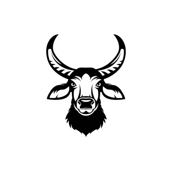 Vector Asiatic Buffalo Head Face Retro Hipster Logos Emblems Badges — Stock Vector