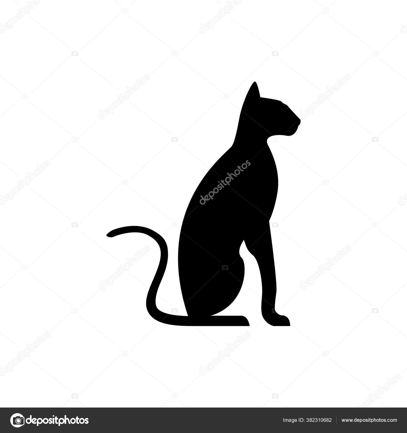 Sisi Tampilan Siluet Kucing Vektor Untuk Logo Retro Lambang Lencana Stok Vektor C Lukiv007 382310682