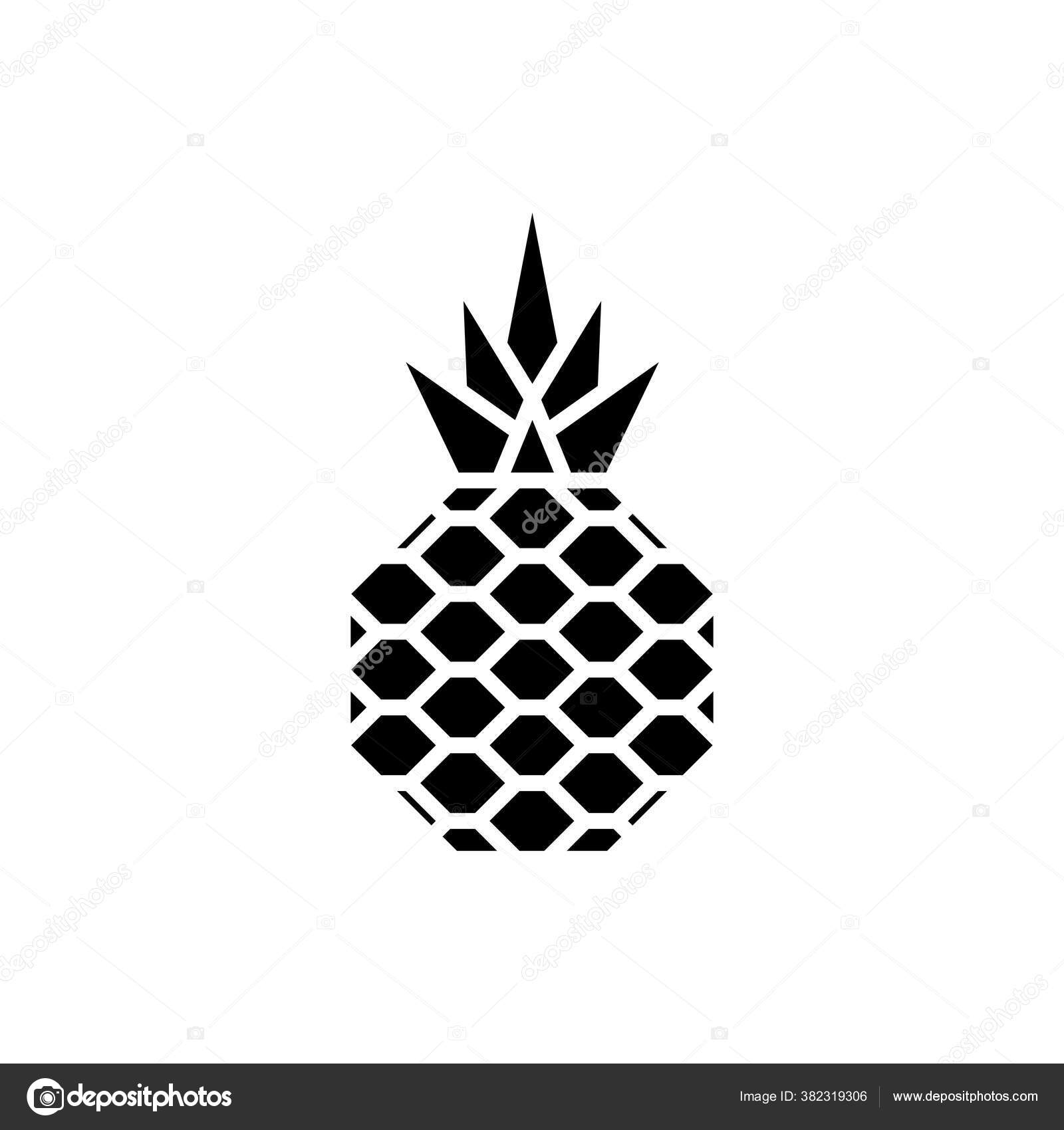 Buah Nanas Tropis Vector Illustration Baris Dan Surat Kartu Banner Stok Vektor C Lukiv007 382319306