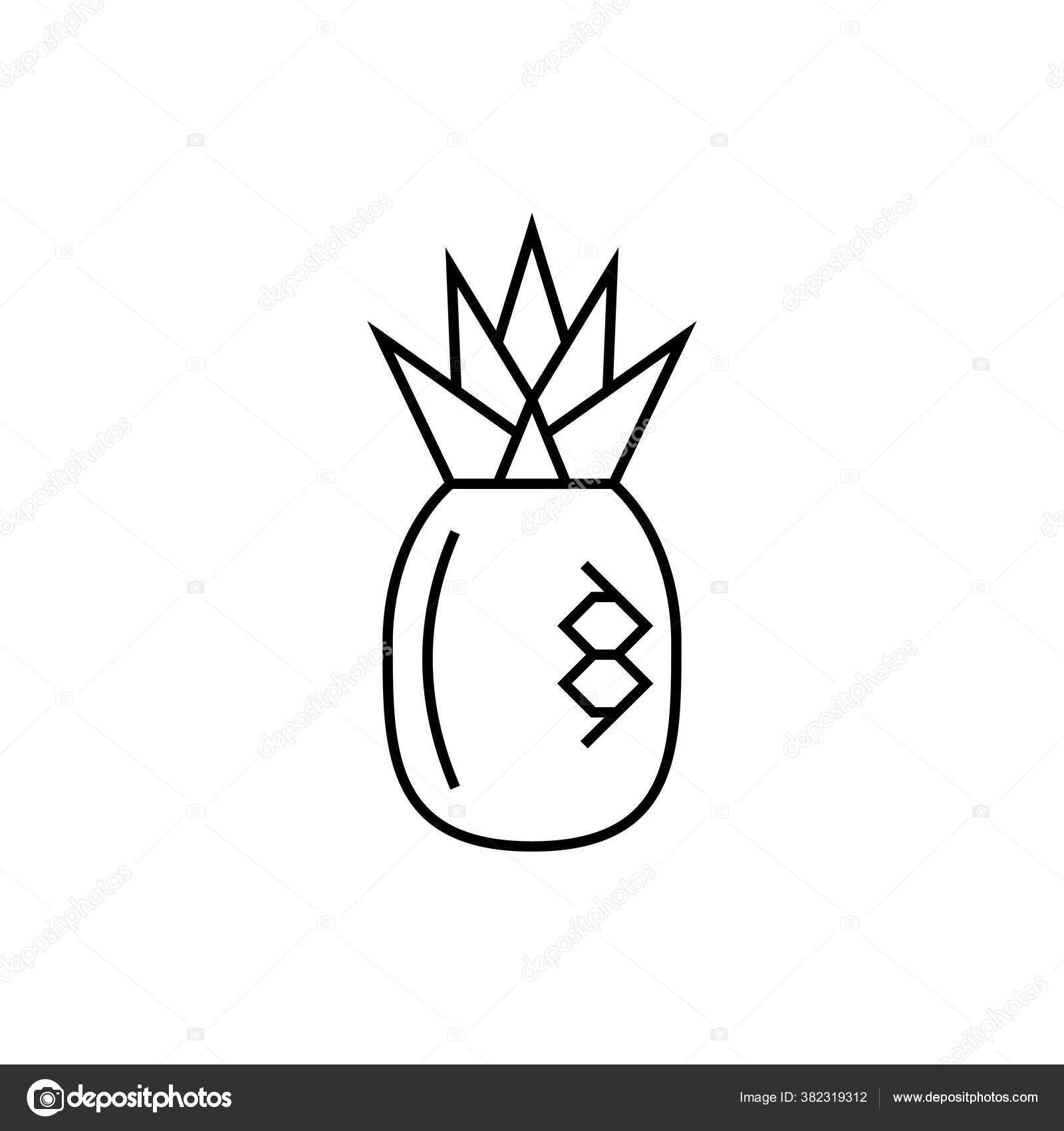 Buah Nanas Tropis Vector Illustration Baris Dan Surat Kartu Banner Stok Vektor C Lukiv007 382319312