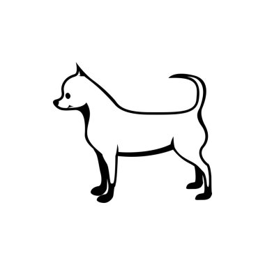 Retro logolar, amblemler, rozetler, eski model tasarım elementleri için vektör köpek silueti görünümü tarafı. Beyaz arkaplanda izole