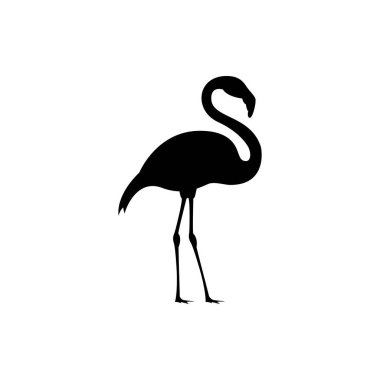 Flamingo silueti beyaz - vektör illüstrasyonunda izole