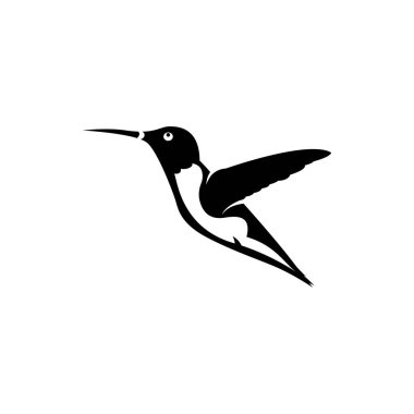 Stilize edilmiş sinekkuşu simgesi ya da logosu. İzole edilmiş Colibri sembolü vektör illüstrasyonu.