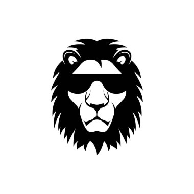 Vektör aslan başı, retro logolar için yüz, amblemler, rozetler, etiketler, şablon ve klasik tişört tasarım elementi. Beyaz arkaplanda izole