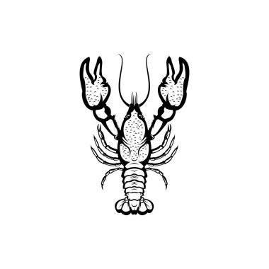 Beyaz Arkaplanda Istakoz Silueti Simgesi. Vektör