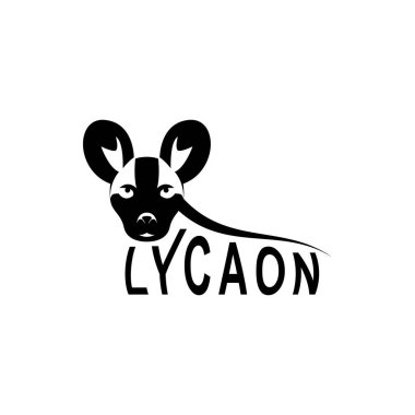 Vektör Lycaon kafası, retro logolar için yüz, amblemler, rozetler, etiketler şablon ve tişört vintage tasarım elemanı. Beyaz arkaplanda izole