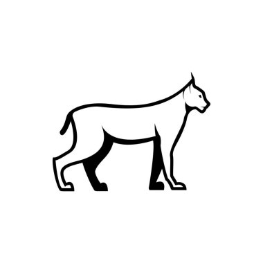 Retro logolar, amblemler, rozetler, etiketler için vektör vaşak görünümlü vintage tasarım ögesi. Beyaz arkaplanda izole