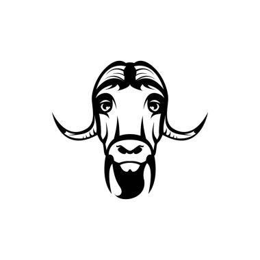 Misk öküzü kafası, retro logolar için yüz, amblemler, rozetler, etiketler şablon ve tişört klasik tasarım elemanı. Beyaz arkaplanda izole