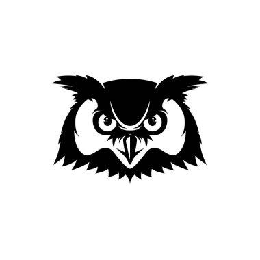 Baykuş vektör illüstrasyonu. Beyaz arkaplanda simge tasarımı. Baykuş logosu