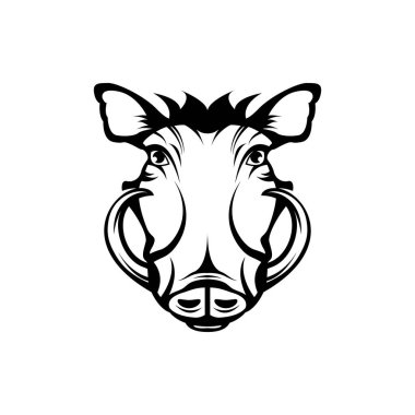 Vektör yaban domuzu kafası, retro logolar için yüz, amblemler, rozetler, etiketler şablon ve tişört vintage tasarım elemanı. Beyaz arkaplanda izole