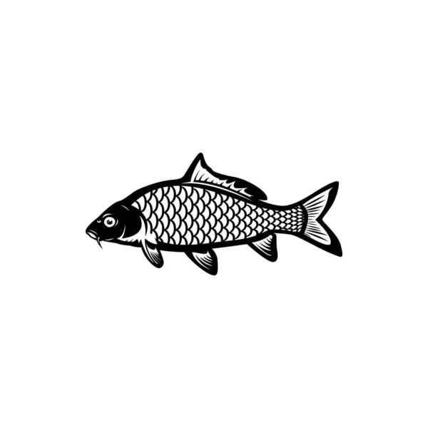 Риболовля Коропа Логотип Риби — стоковий вектор