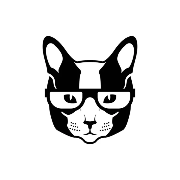 Vector Katzenkopf Gesicht Für Retro Hipster Logos Embleme Abzeichen Etikettenschablone — Stockvektor