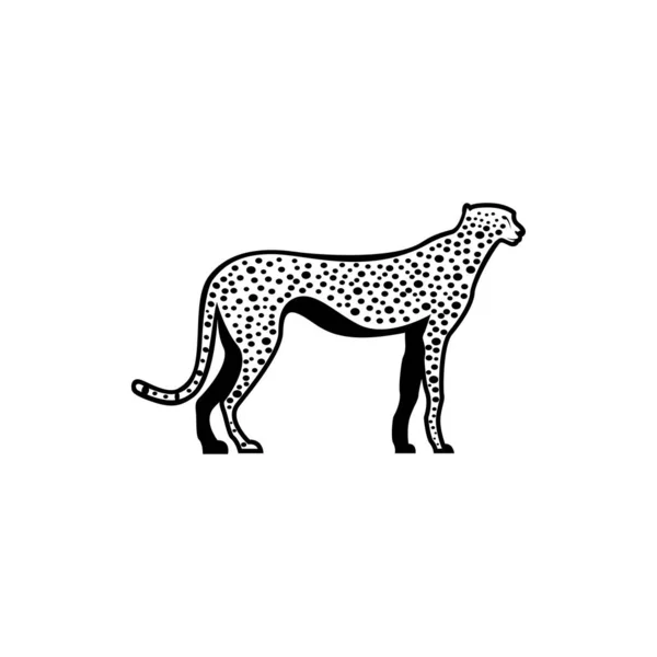 矢量猎豹轮廓视图侧面为复古标志 标签模板复古设计元素 因白人背景而被隔离 — 图库矢量图片