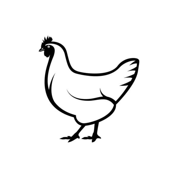 Tavuk Silueti Beyaz Arkaplanda Izole Edilmiş Basit Düz Bir Şekilde — Stok Vektör