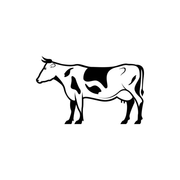 Lato Sagoma Mucca Vettoriale Loghi Retrò Emblemi Distintivi Etichette Modello — Vettoriale Stock