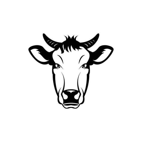 Cabeza Vaca Vectorial Cara Para Logotipos Hipster Retro Emblemas Insignias — Vector de stock