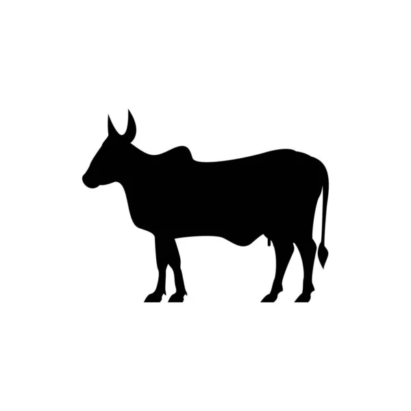 Vector Lado Silueta Vaca India Para Logotipos Retro Emblemas Insignias — Vector de stock