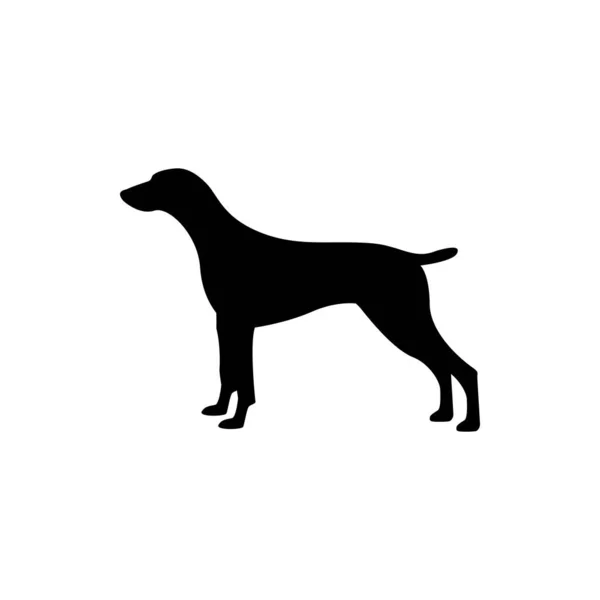 レトロなロゴ エンブレム バッジ ラベルテンプレートヴィンテージデザイン要素のためのベクトル犬のシルエットビュー側 白地に隔離された — ストックベクタ