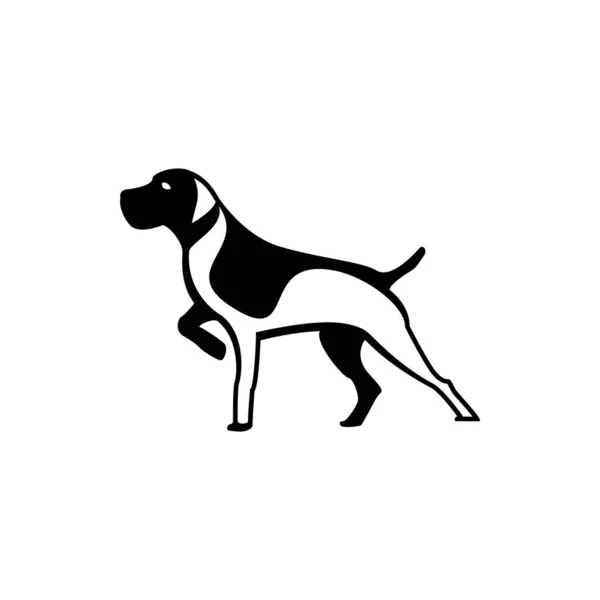 レトロなロゴ エンブレム バッジ ラベルテンプレートヴィンテージデザイン要素のためのベクトル犬のシルエットビュー側 白地に隔離された — ストックベクタ