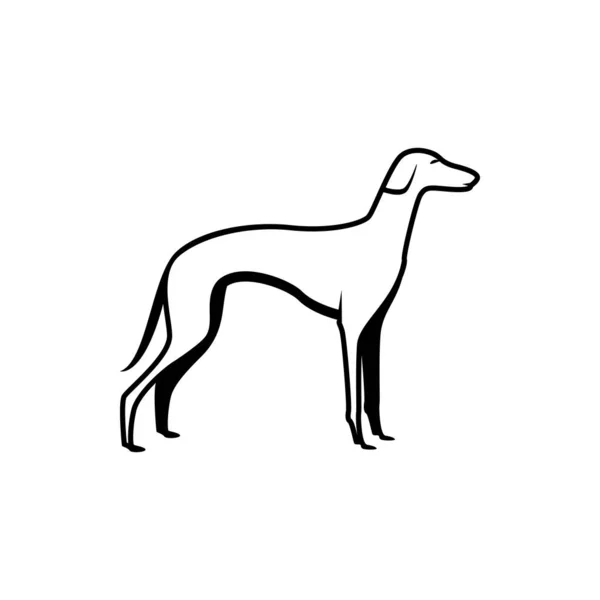 Vector Hond Silhouet View Kant Voor Retro Logo Emblemen Badges — Stockvector