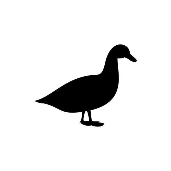 Pato Silueta Vector Ilustración Logotipo Granja — Vector de stock