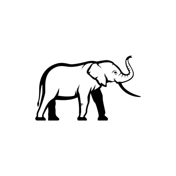 Vector Elefant Silhouette Ansicht Seite Für Retro Logos Embleme Abzeichen — Stockvektor