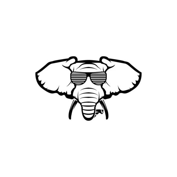 Tête Éléphant Vectorielle Visage Pour Logos Hipster Rétro Emblèmes Badges — Image vectorielle