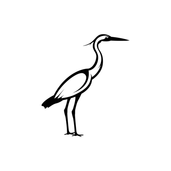 Een Reiger Silhouet Vectorillustratie — Stockvector