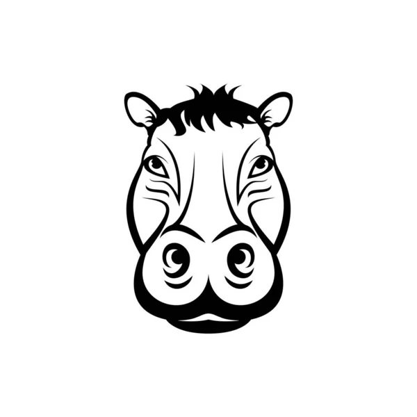 Wektorowa Głowa Hipopotama Twarz Retro Hipsterskich Logotypów Emblematów Odznak Szablonów — Wektor stockowy