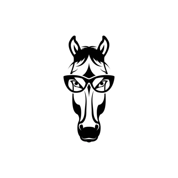 Wektorowa Głowa Konia Twarz Retro Hipsterskich Logotypów Emblematów Odznak Szablonów — Wektor stockowy