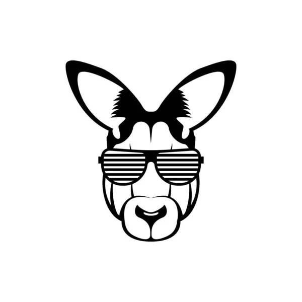 Tête Kangourou Vectoriel Visage Pour Logos Hipster Rétro Emblèmes Badges — Image vectorielle