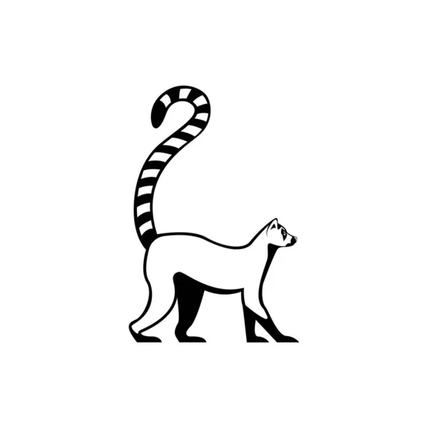 Wektor Lemur Sylwetka Widok Stronie Retro Logo Emblematy Odznaki Etykiety — Wektor stockowy