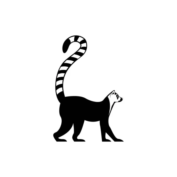 Wektor Lemur Sylwetka Widok Stronie Retro Logo Emblematy Odznaki Etykiety — Wektor stockowy